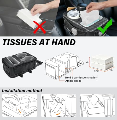 Universal Car Center Console Cup Holder Organizer Armrest Storage Box (12 X 8 X 5.3Inch)