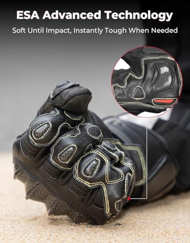 Leather Motorcycle Gloves for Men and Women (Black / XX-Large)