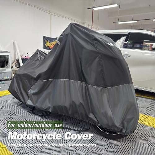 Motorcycle Cover for Harley Davidson Touring Waterproof Heavy Duty (110"-Touring Ultra)