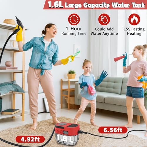 Handheld Steam Cleaner for Home (Red / 16PCs)