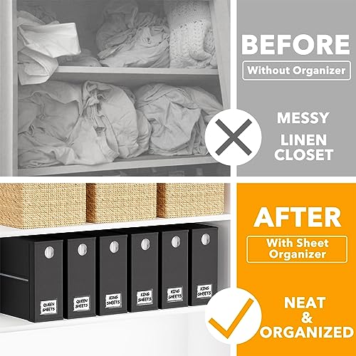 6 Pack Bed Sheet Organizer and Storage (6 pcs / Black)