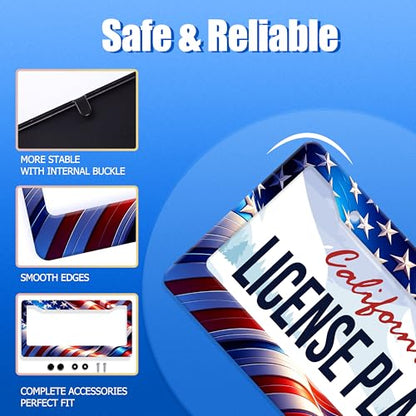 Patriotic American License Plate Frame Stainless Steel Car Accessory 6x12 (Watercolor American Flag Pattern)
