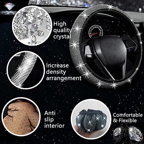 27 PCs Bling Car Accessories Set for Women (Silver Diamond)