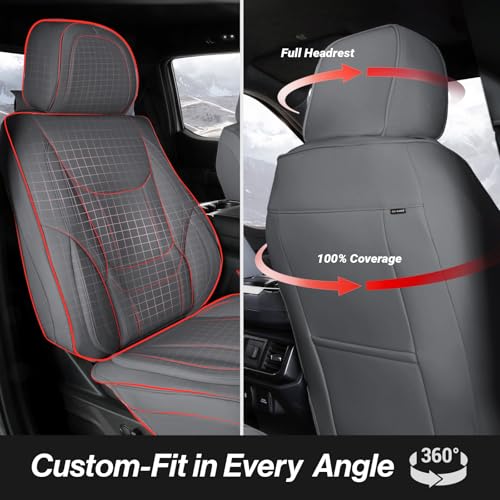 Premium Custom Fit Truck Car Seat Covers Front Seats Waterproof (A21 (See Vehicle Size Chart) / Front - Dark Gray)