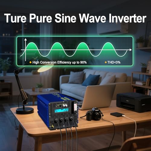 4000W Pure Sine Wave Inverter 24V DC to 110V 120V Power Inverter