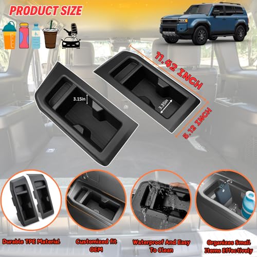 2 Pack Rear Cup Holder Inserts for Toyota Land Cruiser 1958 250 LC250 Prado Accessories 2025 (3rd Row Cup Holders Insert)