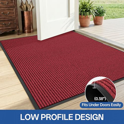 Front Door Mat (4' x 6' (Rectangular) / Red-stripe)