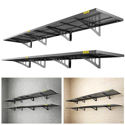 4 Pack 1.64x4ft Adjustable Garage Wall Shelving 1120lbs Load Capacity Heavy Duty Wall Mounted Storage Shelf Metal Floating Shelves for Garage (4pack-1.64x4ft / Black)