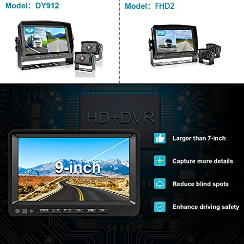 HD 1080P 9" Wired Backup Camera (Ink Black / 9 inches 2-camera)