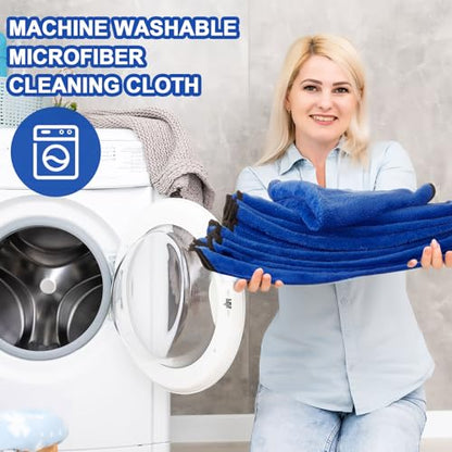 50 Pcs 16"x16" Blue Microfiber Towels for Cars Drying Polishing (Blue)