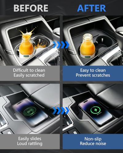 Cup Holder Insert & Wireless Charging Mat for 2026 Mazda CX5 Accessories (For 2026 Mazda CX5)
