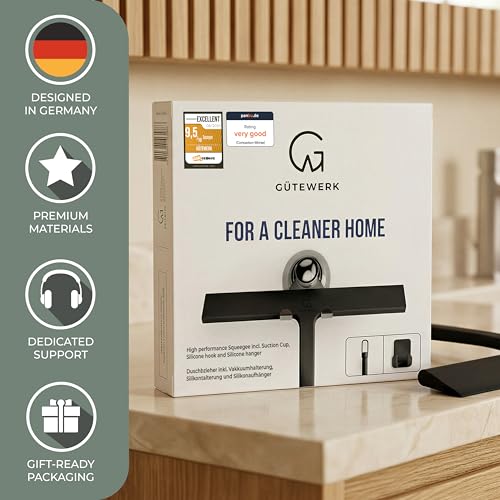 Silicone Shower Squeegee with 3 (Black / 11 Inches)