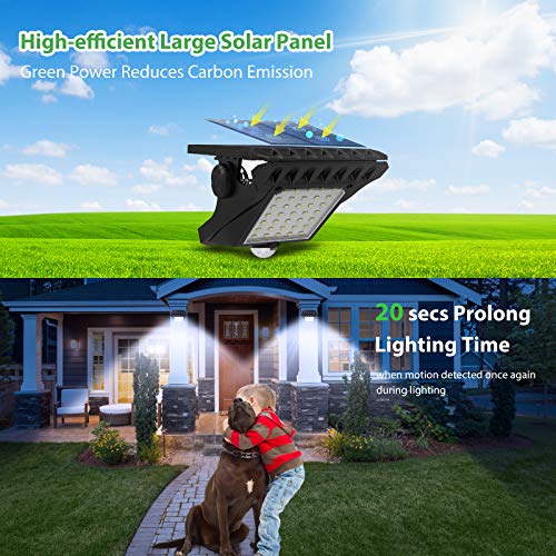 45LEDs Solar Lights Outdoor Clip Motion Sensor Lights 3 Modes 3 Mounting Ways IP65 Waterproof Security Light for Chain Link Fence Camping Gate (45LEDs)