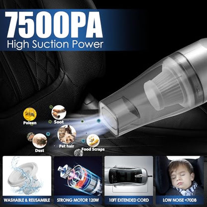21Pcs Car Cleaning Kit with High Power Handheld Vacuum (Grey / 21Pcs)