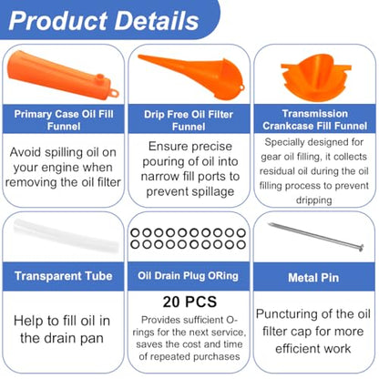 Oil Change Tool Kit for Harley Davidson Accessories (20PCS O-Rings)