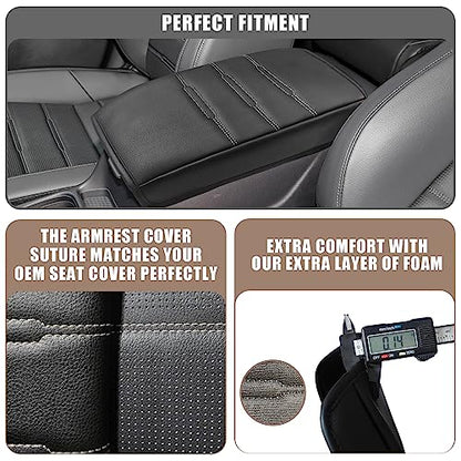 Armrest Cover for Honda CR (11) 23+ |CR-V| Black/White Stitching, Regular)
