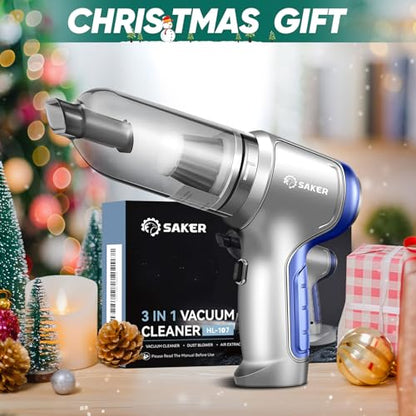 Handheld Car Vacuum Portable Cordless 15000Pa Blue (Blue)