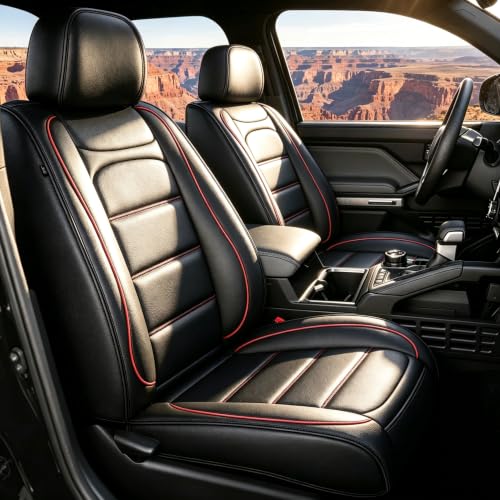 Custom Fit for Ford Ranger Seat Covers 2026 2025 (5 Seats #017 Black&Red)