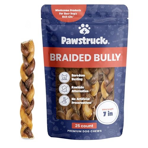 Natural 7” Braided Bully Sticks for Dogs (7" / 25 Count (Pack of 1))