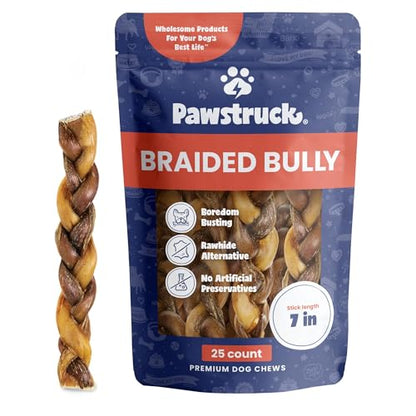 Natural 7” Braided Bully Sticks for Dogs (7" / 25 Count (Pack of 1))