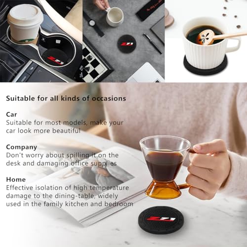 Car Cup Holder Coaster for Chevrolet Z71 Colorado Silverado Series Recessed Silicone Cupholder Coaster Interior Accessories 2.75in 2Pieces Black (Black-a9)