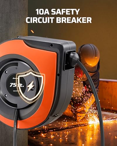 75FT Retractable Extension Cord Reel (Orange)