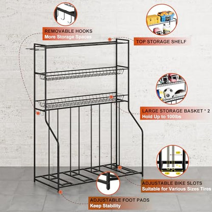 4 Bike Stand Bike Rack Garage with 3 (Large)