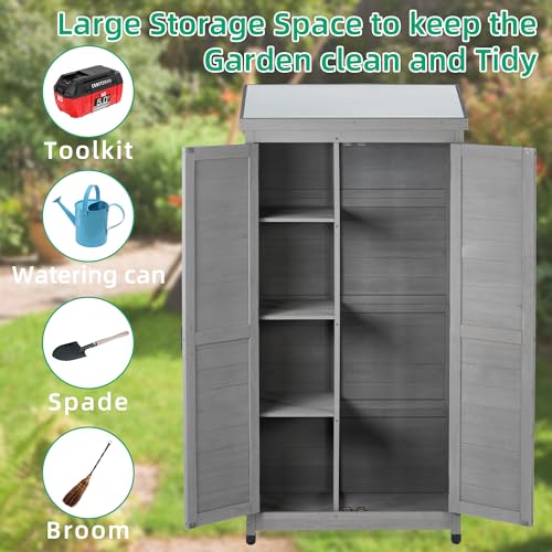 Outdoor Storage Shed Waterproof (Gray / 20.50"D x 68.50"W x 33.50"H)