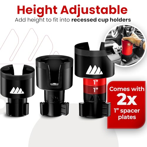 Ultimate Car Cup Holder Expander with Adjustable Base (Black / 2 Pack)