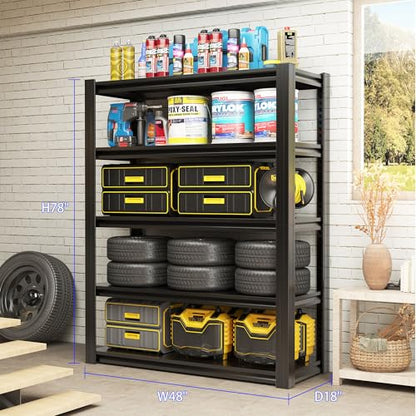 Metal Storage Shelving (Black / 5 Tier - (18" D×47.5“W×78”H))