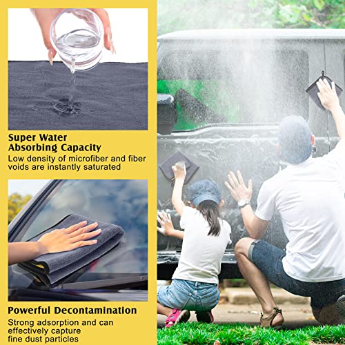 20 Pcs Microfiber Car Drying Towels 800 Gsm Thick Plush (Grey and Yellow)