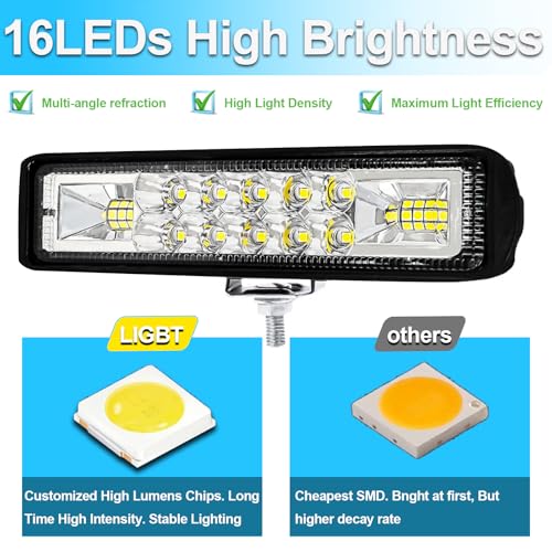 2Pcs 5.7 Inch 60W LED Light Bar Flood Spot Combo for Jeep Truck (White - 2 pieces 5.7 inches)