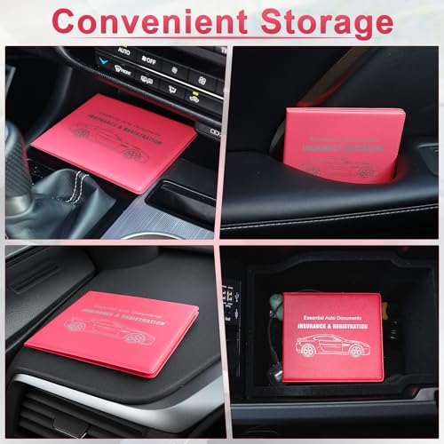 Car Registration and Insurance Card Holder (Mesh Texture Rose Red)