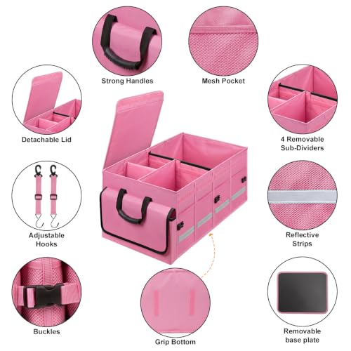 Car Trunk Organizer and Storage for Car (Pink / Medium)
