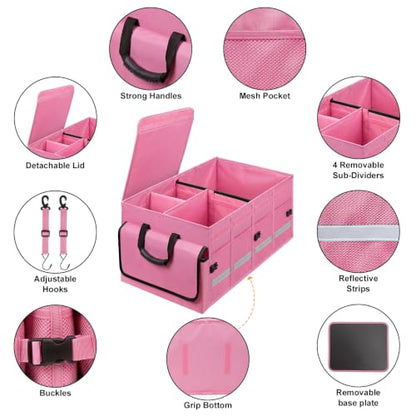 Car Trunk Organizer and Storage for Car (Pink / Medium)