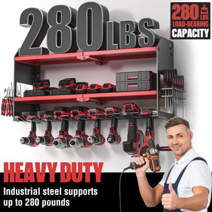 Power Tool Organizer Wall Mount (without Power Strip / Red)