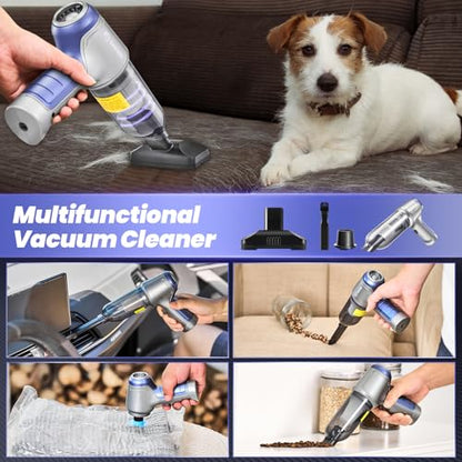 Handheld Car Vacuum Portable Cordless 15000Pa Blue (Blue)