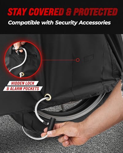 Waterproof Motorcycle Cover for Large Cruisers (Light Gray / [L] 97"L x 41"W x 57"H)