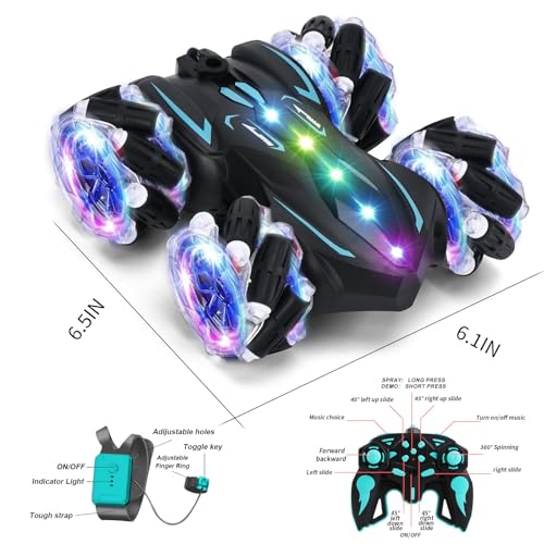 Upgraged Gesture Sensing RC Stunt Car with Lights & Music (Deep Blue / 1:18)