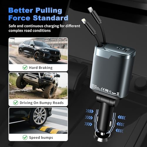 84W Retractable Car Charger (1 Pack)