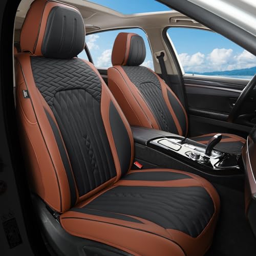 Car Seat Covers Full Set (Brown-Black / Front Pair)