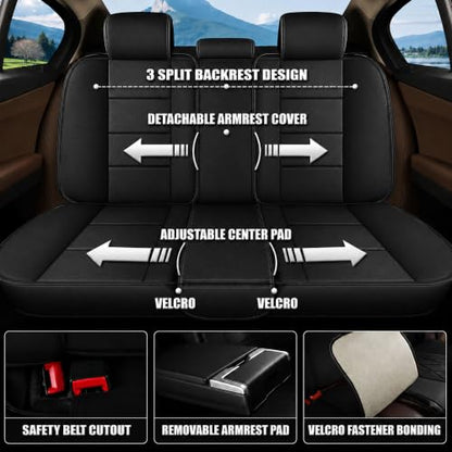 Car Seat Covers 5 Seats Set for Hyundai Kona 2018 (#018 Black / 3. Kona 2018-2026-5 Seat Covers Full Set)
