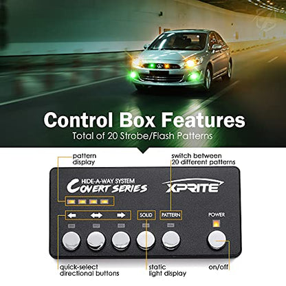 Amber Green LED Hideaway Strobe Lights Kit (Amber Green / 4 pcs)