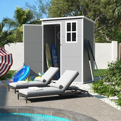 Outdoor Storage Shed 5x3 FT (Grey & White / 5' x 3')
