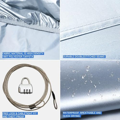 Truck Car Cover Waterproof All Weather Breathable Light Shell with Door Zipper & Lock (Silver-Green / TM：for Truck(Lenght 212"))