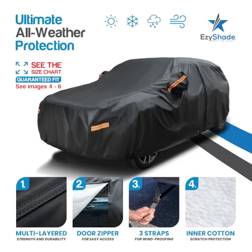 SUV Car Cover Waterproof All Weather. See Size (Black / S4 - see Vehicle Size Chart)