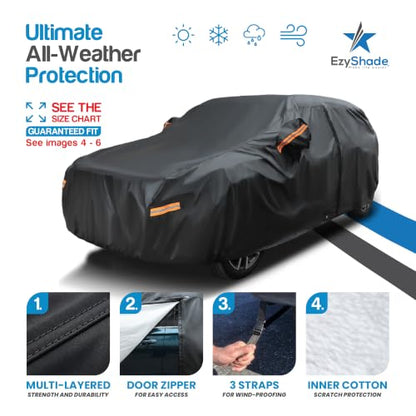 SUV Car Cover Waterproof All Weather. See Size (Black / S2 - see Vehicle Size Chart)