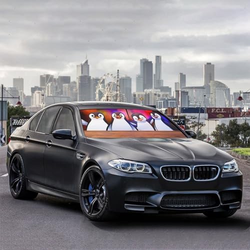 Funny Penguin Car Windshield Sun Shade Umbrella Foldable Sunshade (57X31 Inch / styled45f-7)