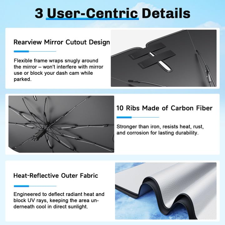for 2023 2025 2026 Mazda CX50 Windshield Umbrella Sunshade [Easier Foldable] for 2025 2026 Mazda CX50 Accessories 2024 CX50 Sunshade Umbrella for 2025 2026 CX50 Windshield Sun Shade Umbrella (2023 2024 2025 2026 Mazda CX50(Umbrella))