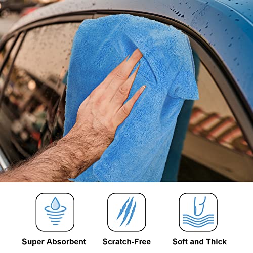 30 Pcs 16 × 16 Inch Microfiber Towels for Cars (Light Blue / 16 x 16 Inch)